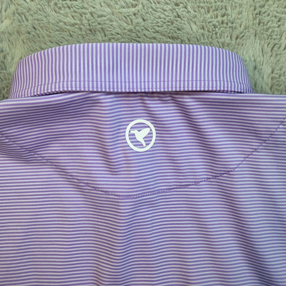 Birddogs Golf Polo Mens XL Short Sleeve Performance Stretch Striped Purple White - Picture 5 of 7